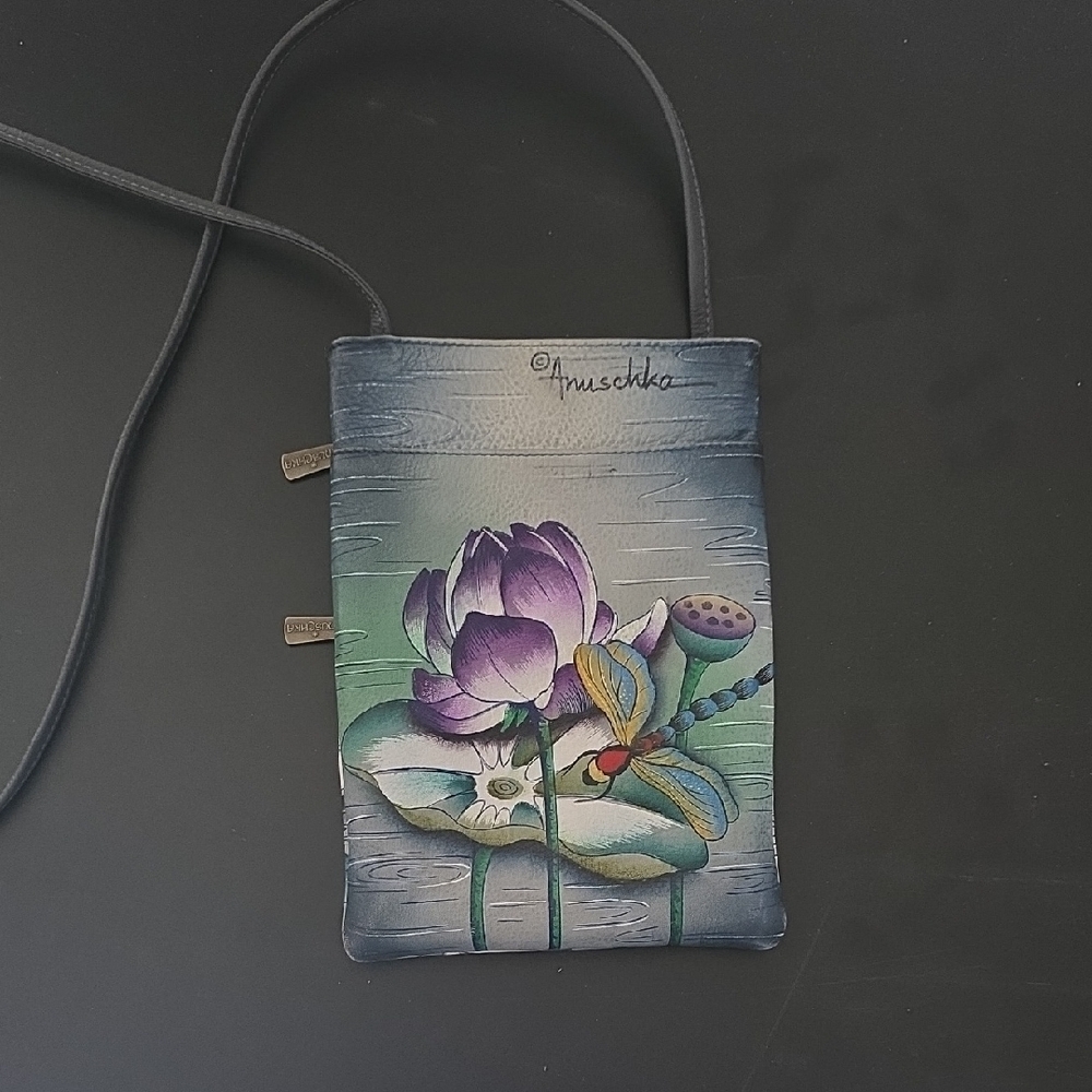 Anuschka Crossbody Bag - Blue and Purple Floral